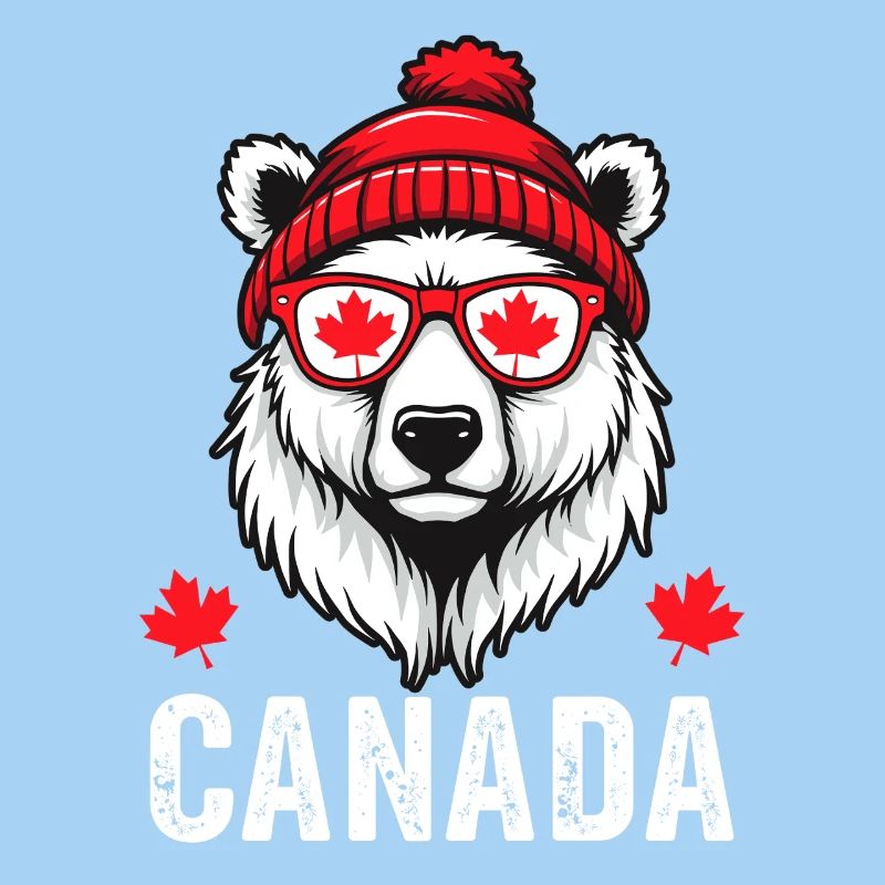 Ours du Canada avec chapeau et style érable