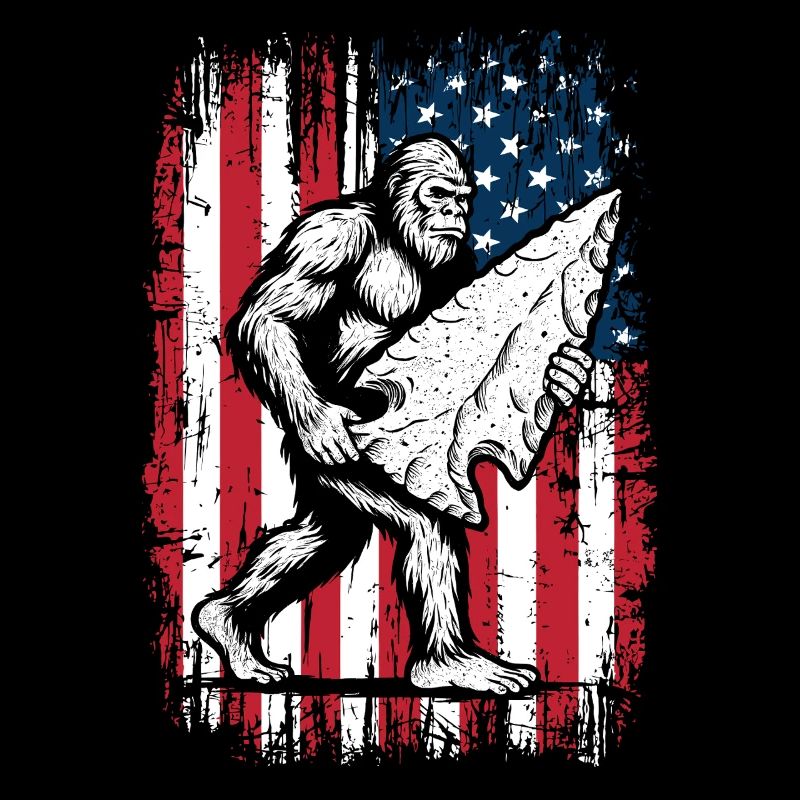 Bigfoot Arrowhead Arrowheads US Flag
