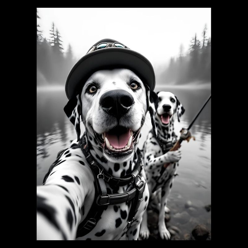 Fischerei Dalmatiner Hund Selfie