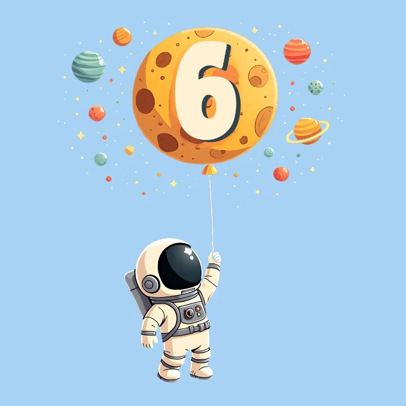 Cute Astronaut 6th Birthday Boy Outer Space