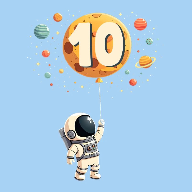 Cute Astronaut 10th Birthday Boy Outer Space