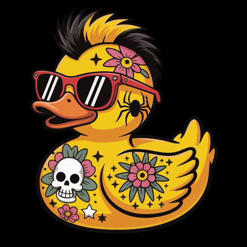 Tätowierte Gummiente im Punk-Stil Accessoires