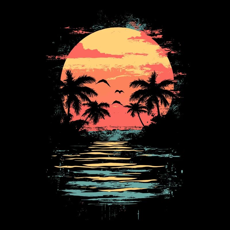 Beach Palm Trees Sunset Summer