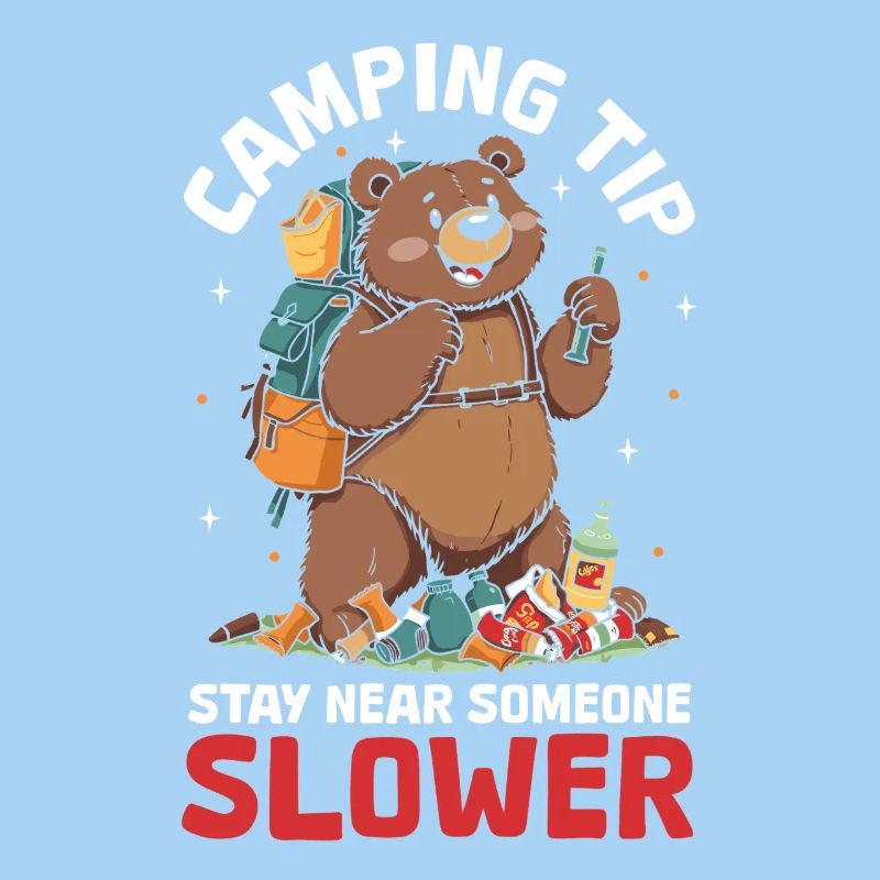 Camping Ours Attaque Astuce Drôle Randonnée Camper