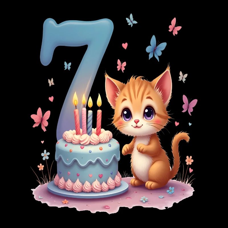chaton mignon fille de 7e anniversaire