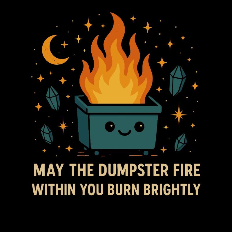 Feu de benne à ordures drôle