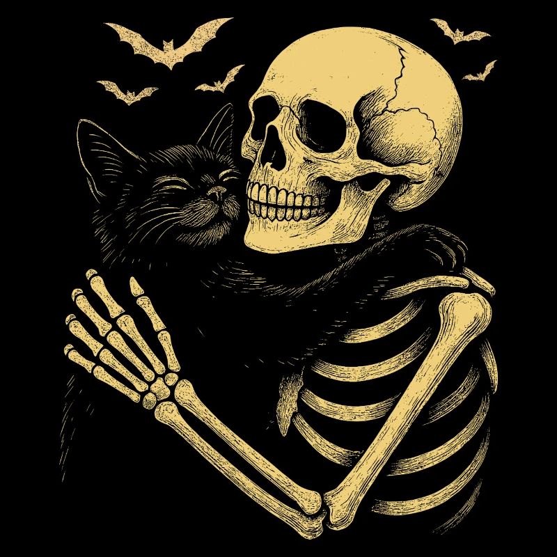 Halloween Mignon Squelette Câlin Chat