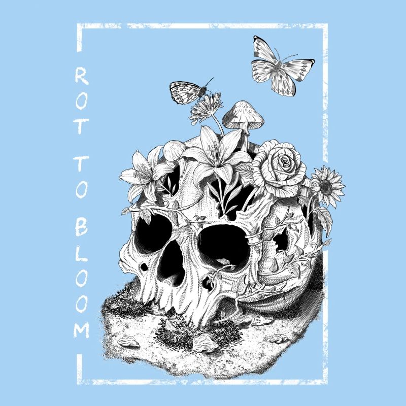 conception de style de tatouage de crâne floral, rouge à fleurir