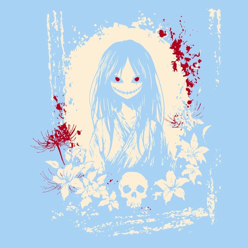 Horror Manga Dämon Mädchen Kimono Design