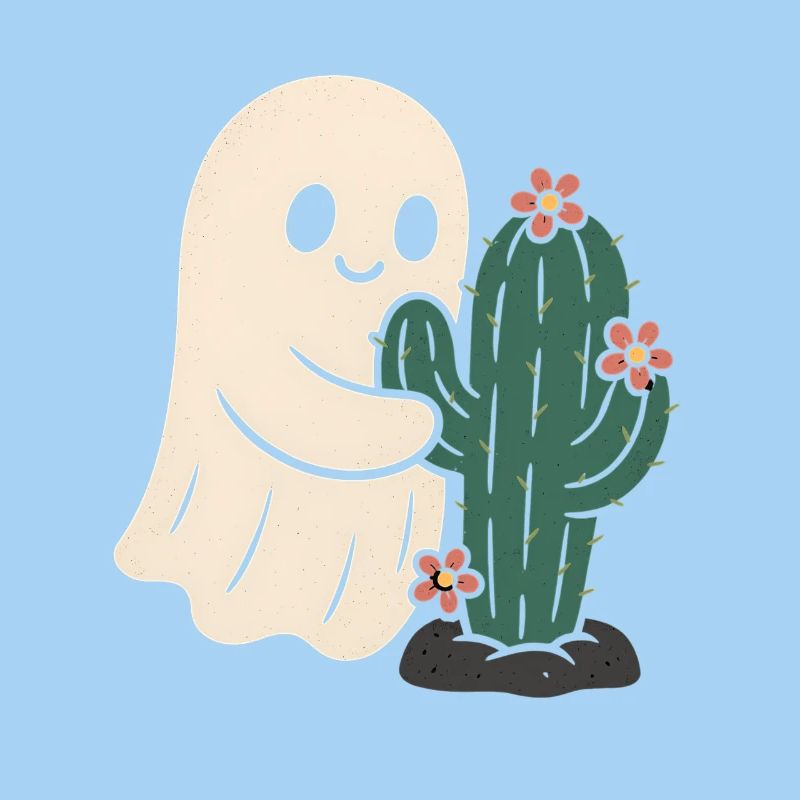 Playful ghost with cactus design