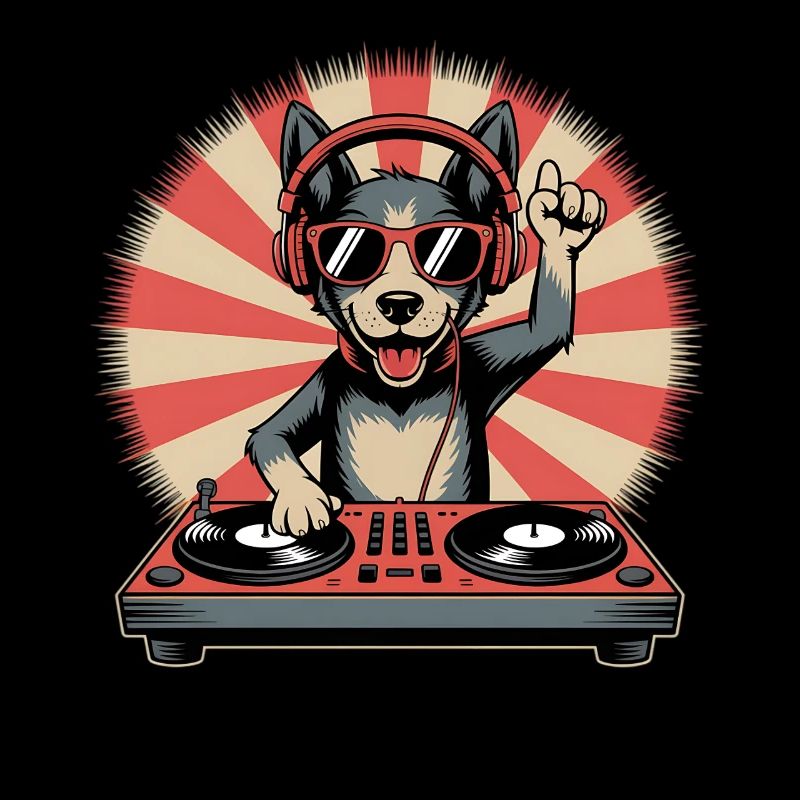 DJ Hund mit Kopfhörern