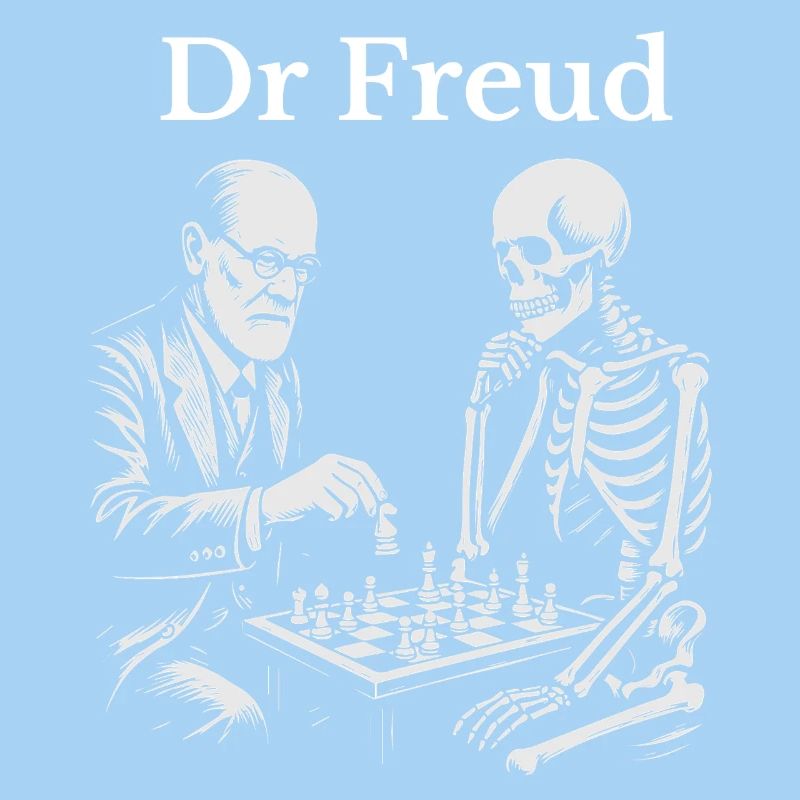 Freud Chess Duel with Skeleton