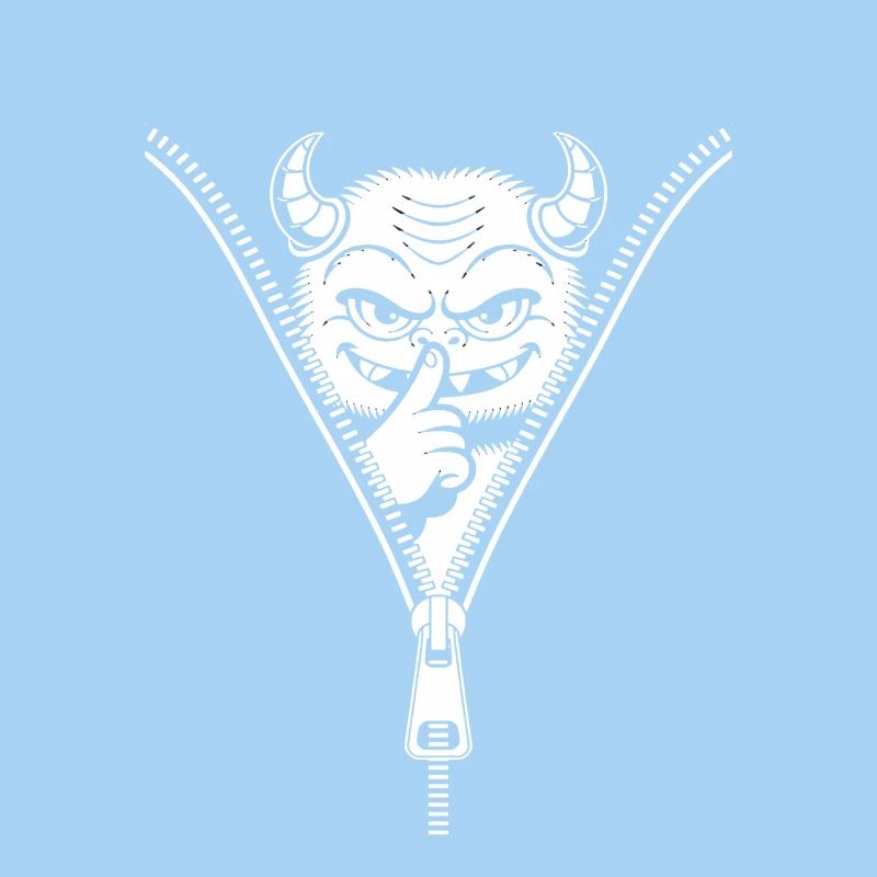 Naughty devil hidden behind zipper