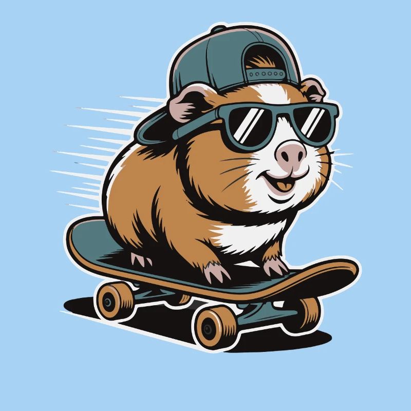 Hamster en skateboard