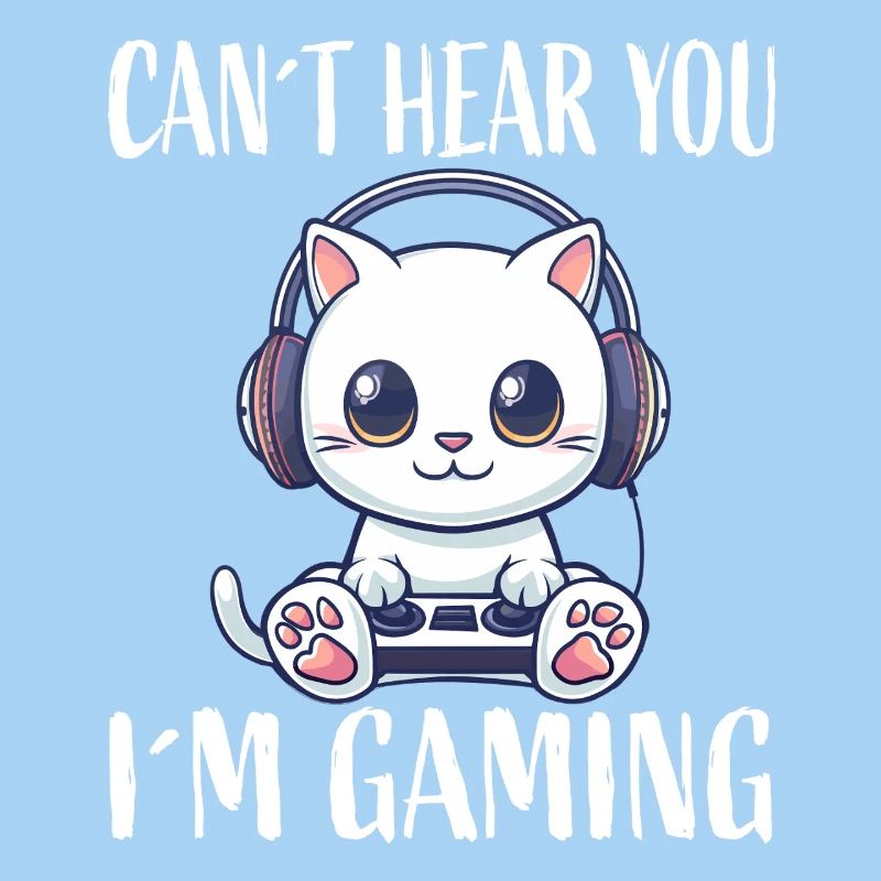 Gaming cat with headphones