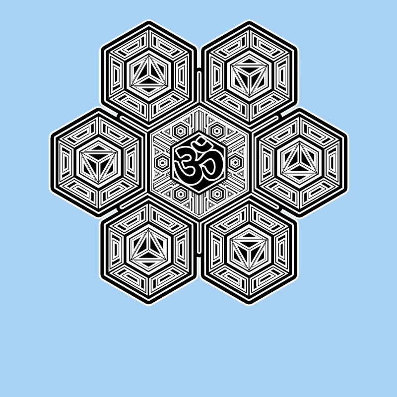 Mandala Hexagon Pattern Aum Sign Goa Psytrance