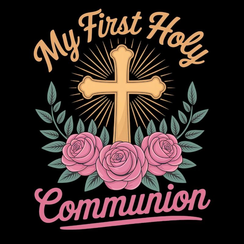 First Holy Communion Cross Roses