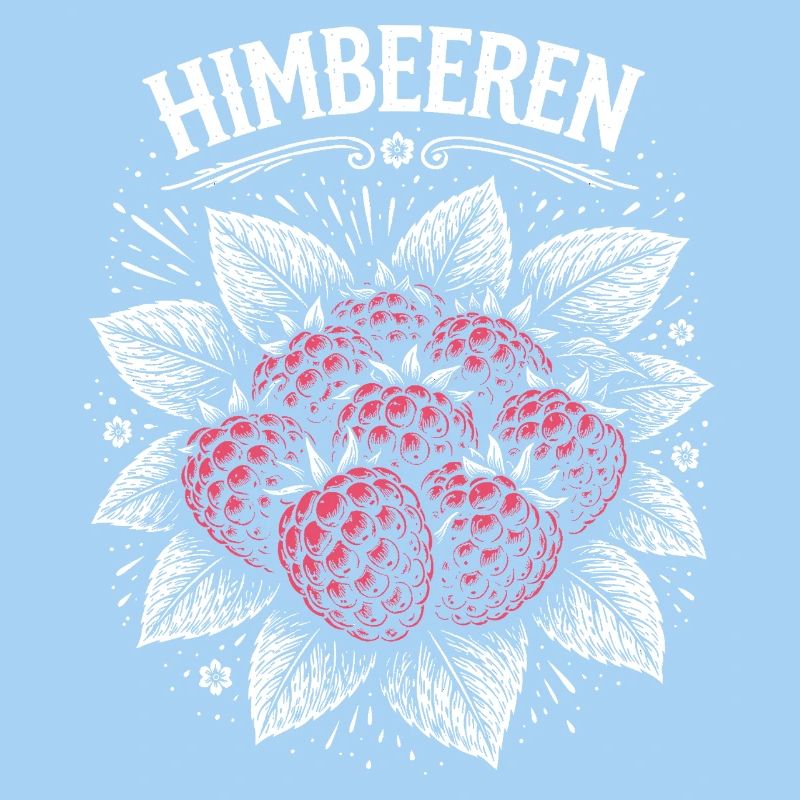 Raspberries Illustration Pink Print