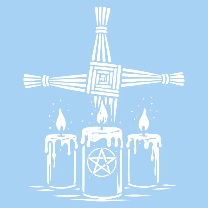 Croix d’Imbolc Brigid avec des bougies rituelles