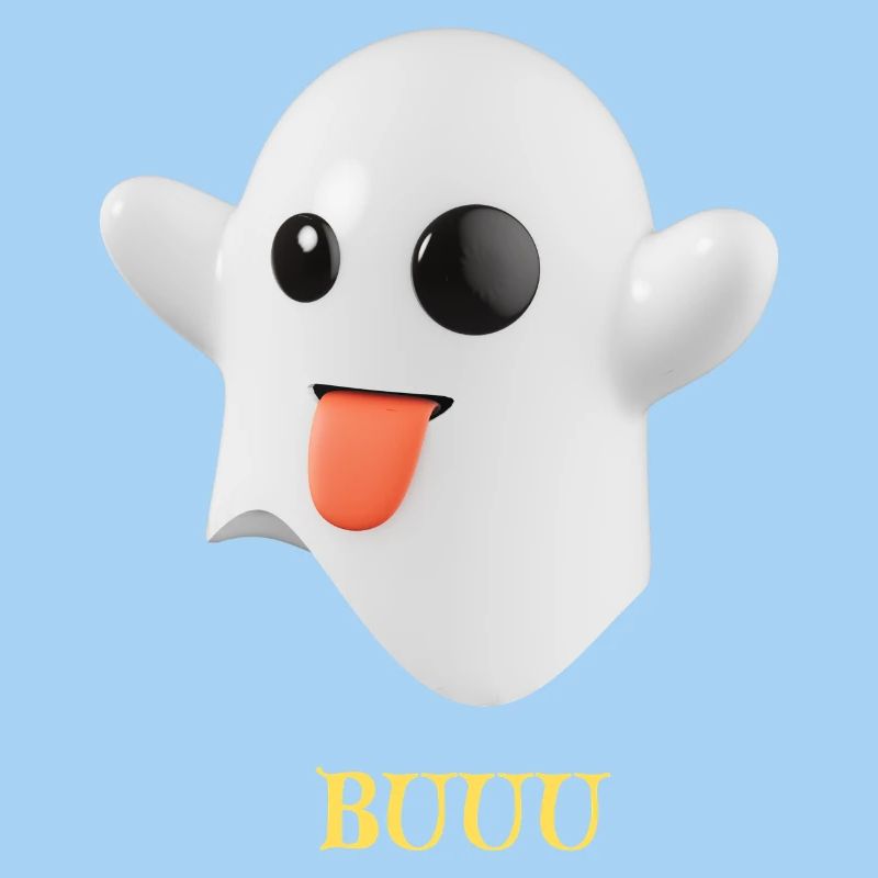 Fluffy Ghost with Tongue