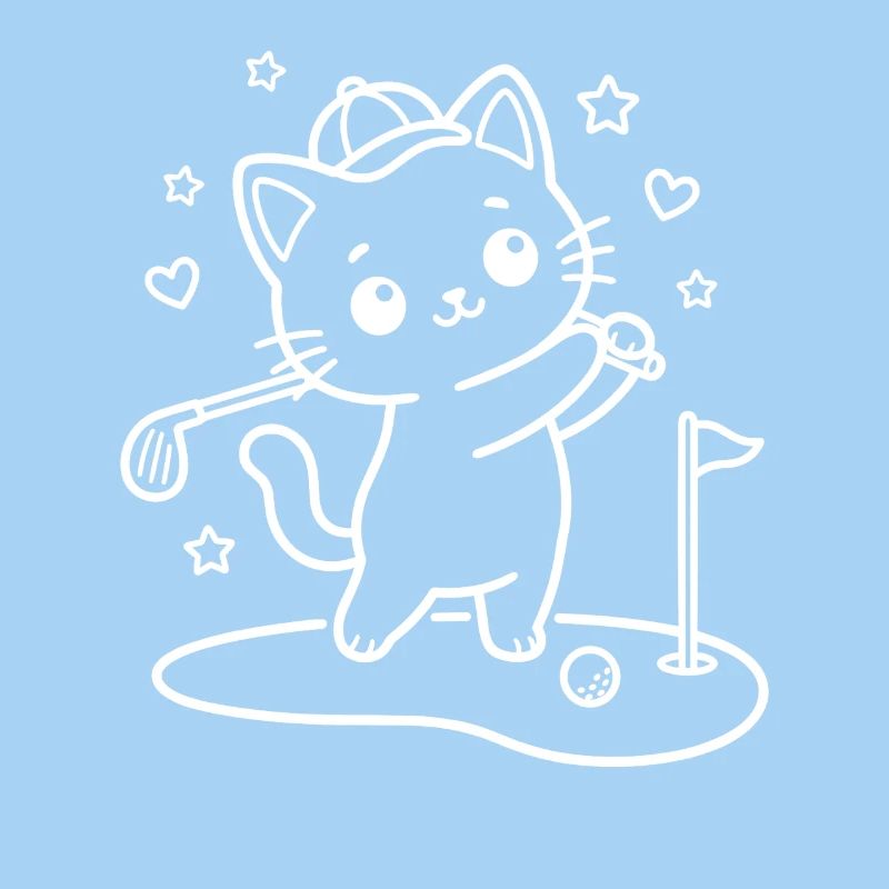 Kawaii Cat Playing Golf