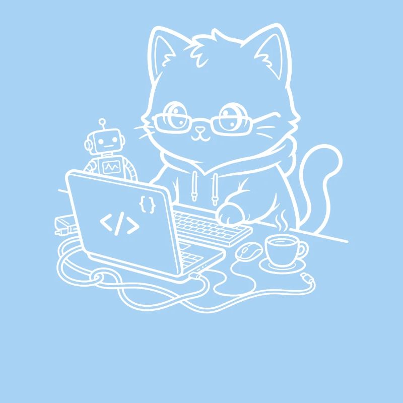 Coder Kawaii Cat Programmer
