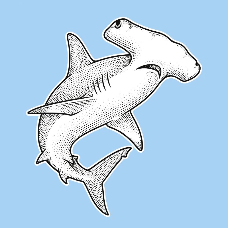 Illustration en points du requin-marteau