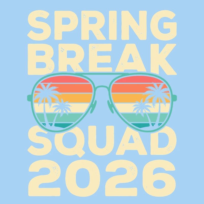 Spring Break Squad 2026 Retro Palmen Design