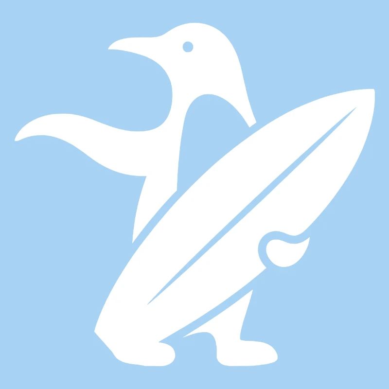 Pinguin Surfer Silhouette Surfen Minimalistisch