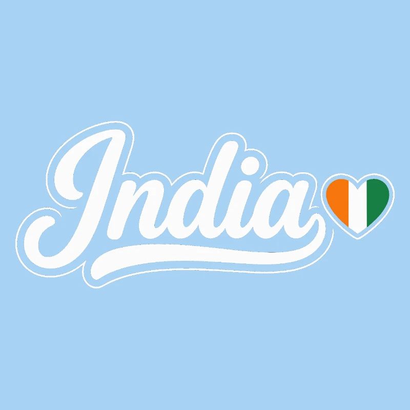 India Script with Flag Heart Patriotic