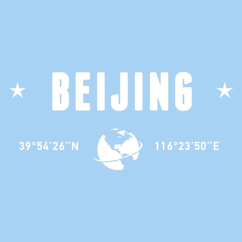 Beijing China Coordinates Planet Earth White