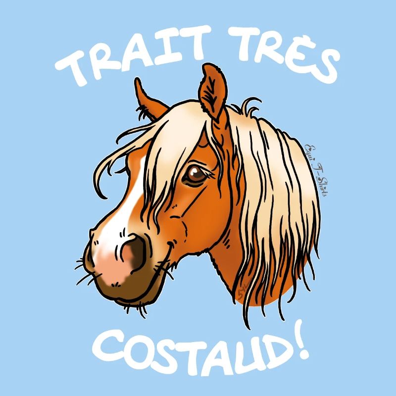 Cheval de trait comtois (texte blanc)