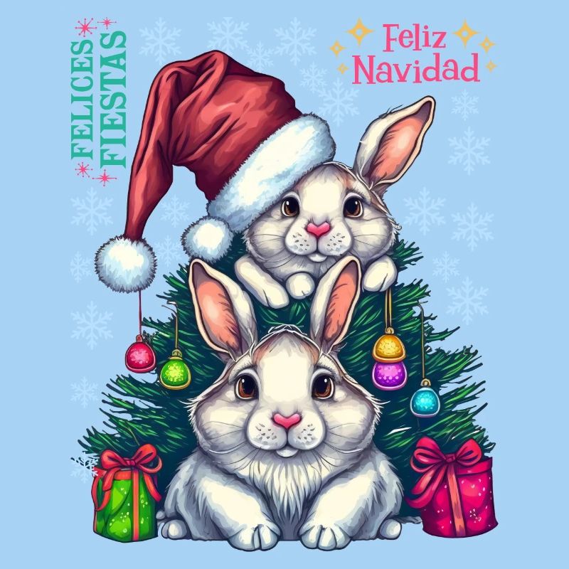 Festive Easter Bunnies with Christmas Hat