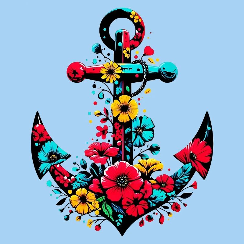 Ein Anker mit Blumen