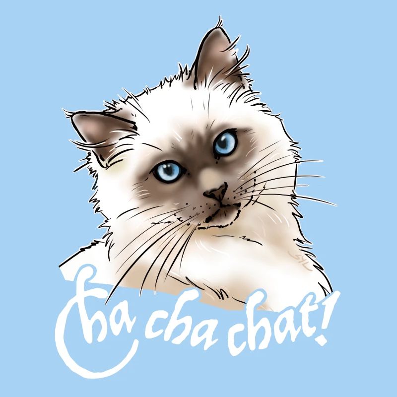 chat birman "Cha cha chat!" (texte blanc)
