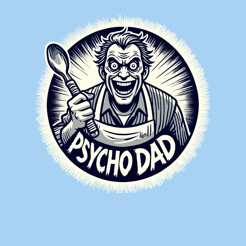 Psycho-Papa mit Kochlöffel