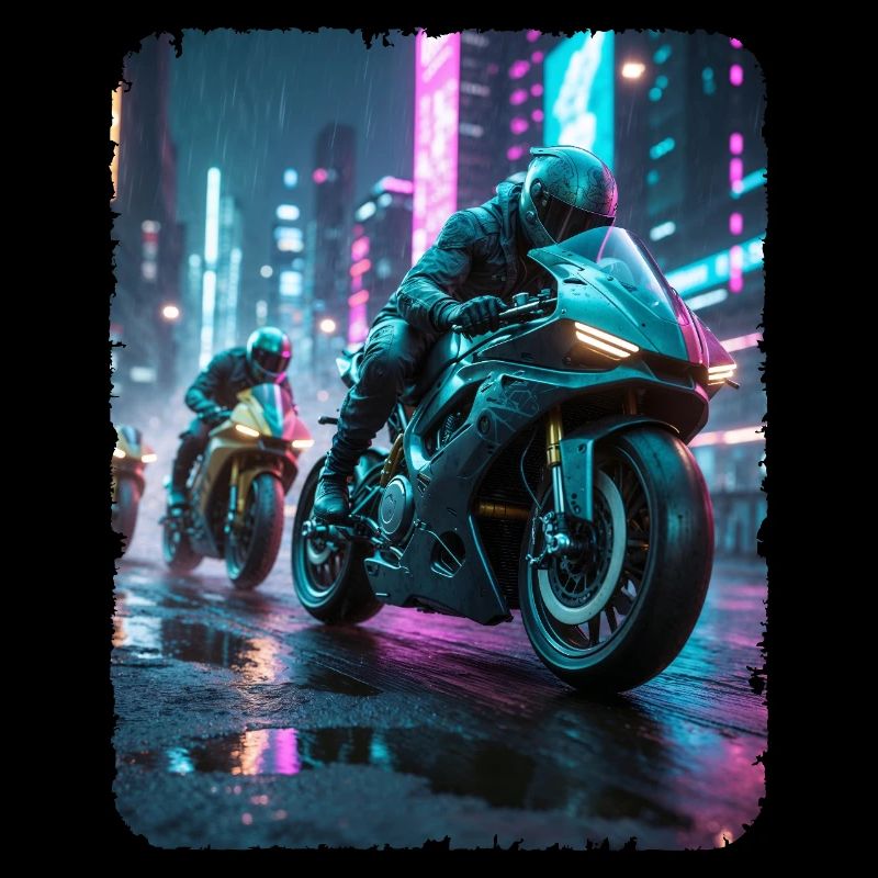 Cyberpunk-Motorradfahrer