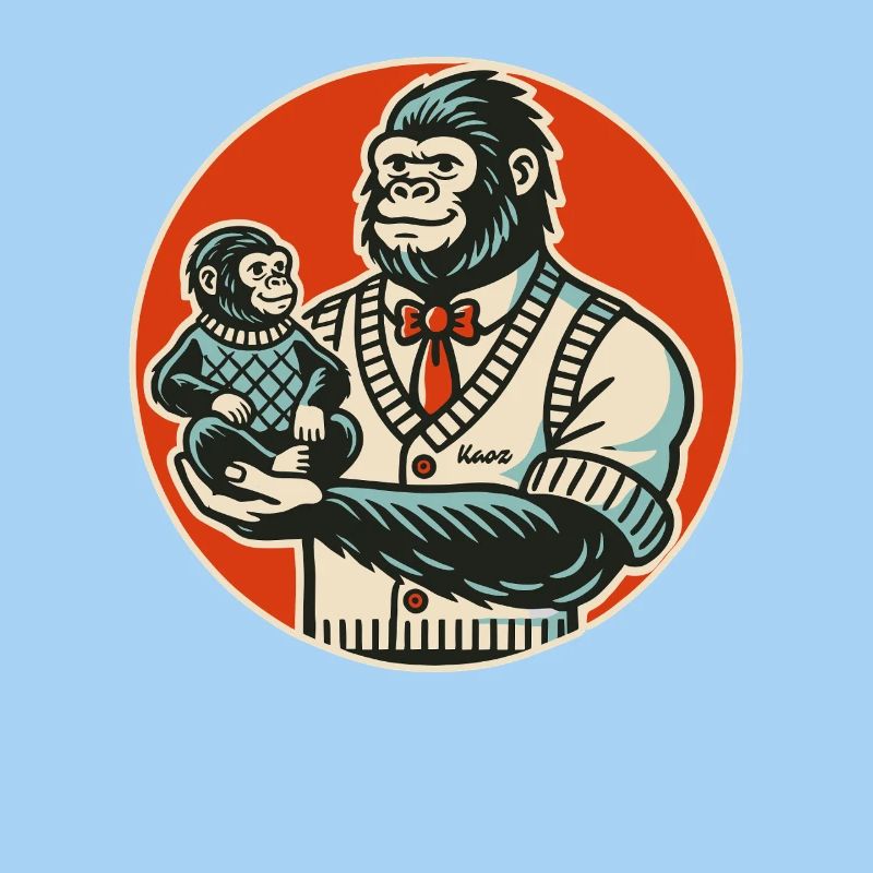 Papa gorille avec bébé