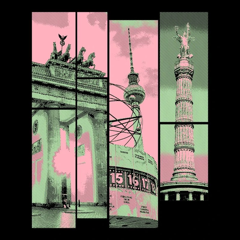 Berlin Skyline City Germany Collage Vintage