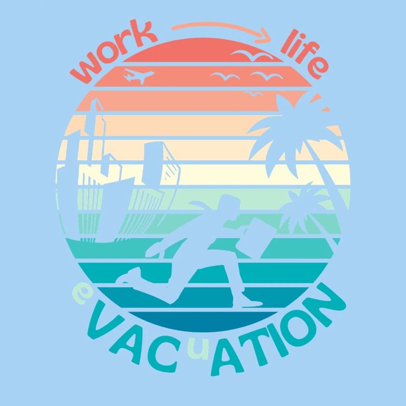 Retro Sunset Style Evakuierung oder Arbeit ins Paradies