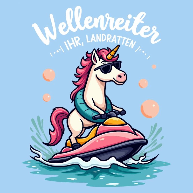 Cavalier de vague licorne rose