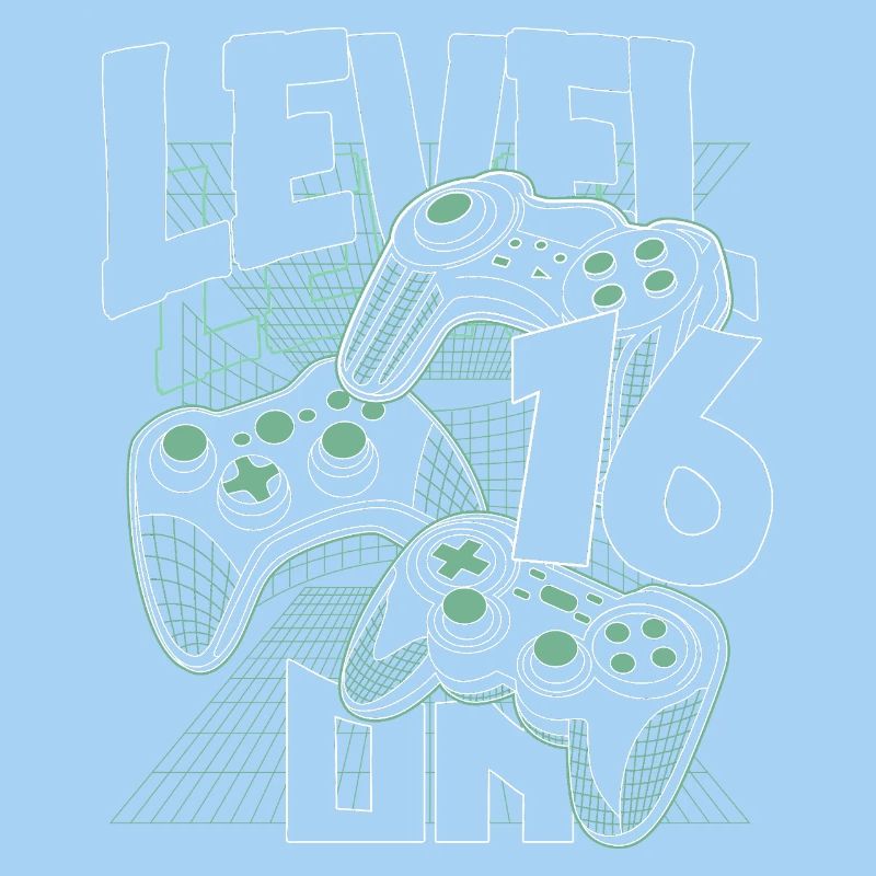 Level Up Retro-Controller Grafik 16. Geburtstag