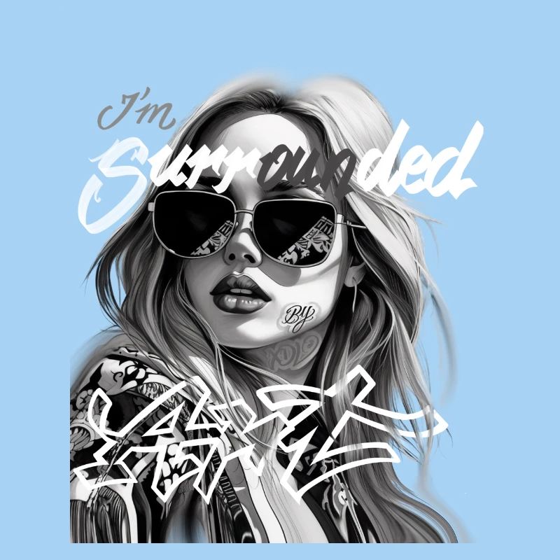 Me Surrounded by Graffiti Black and White