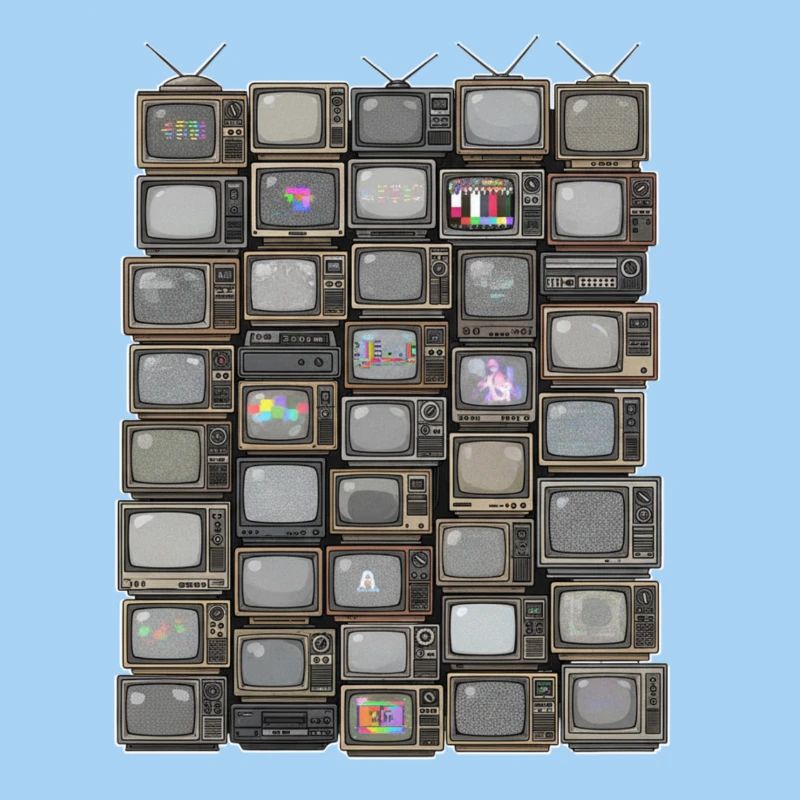 Retro Fernseh-Stack Collage