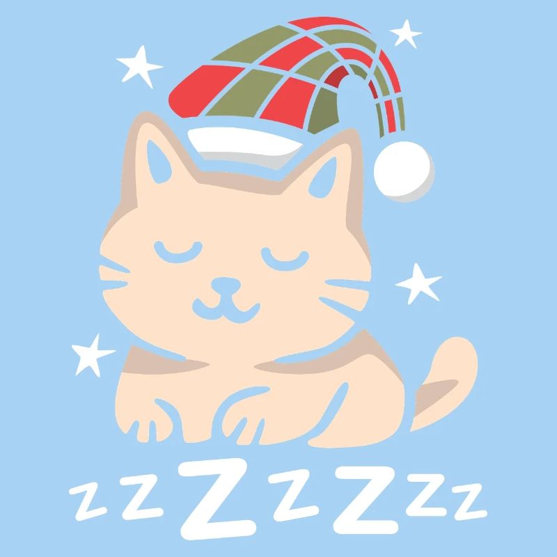 Sleeping Christmas Cat with Hat