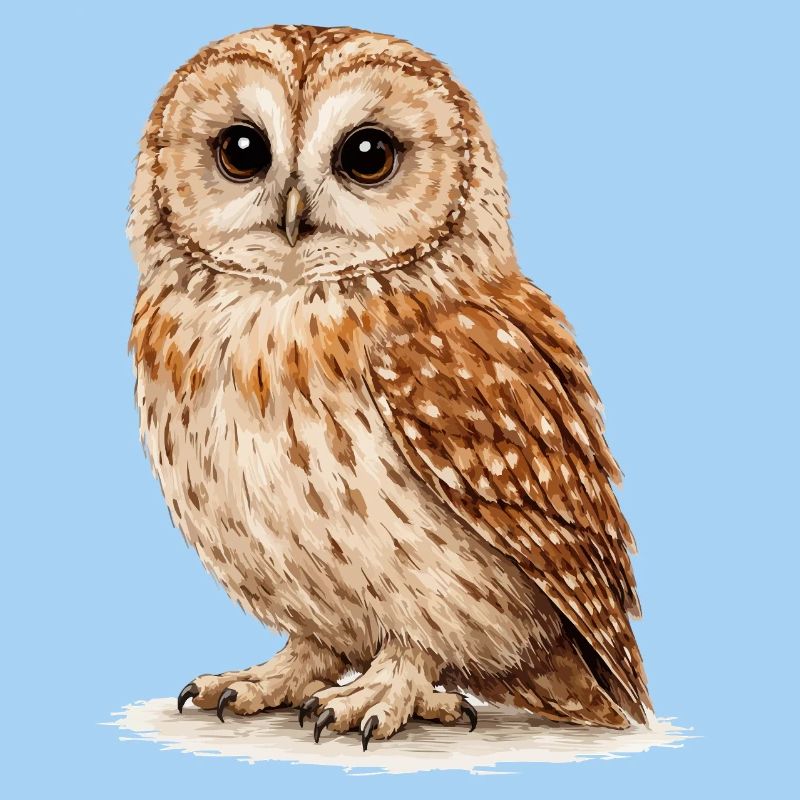 Aquarell Eule Nachtwald