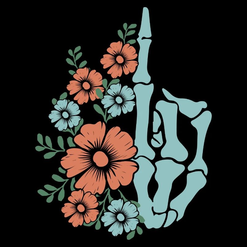 Blumen Skelett Hand Illustration