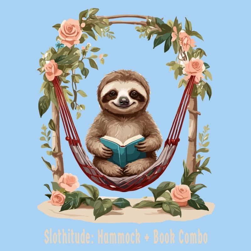 Cute sloth with book