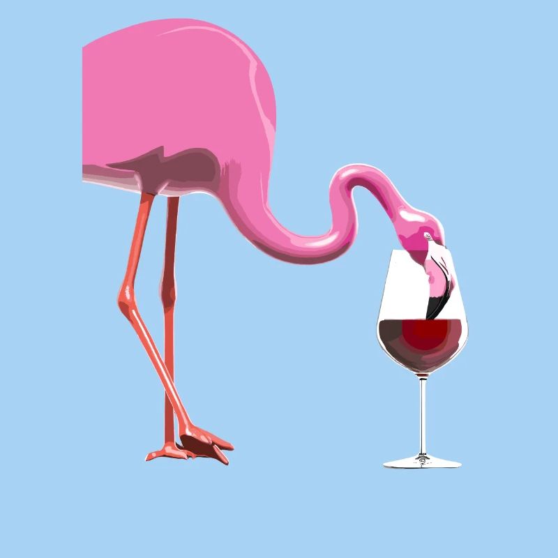 Flamingo mit Weinglas