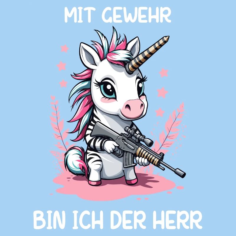 Einhorn mit Jagdgewehr